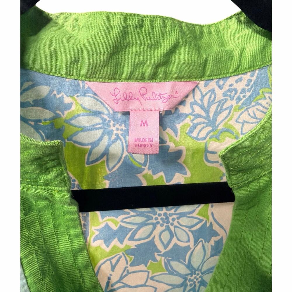 Lilly Pulitzer Lion Print Tunic Top Blue Green Cotton Resort Preppy M - Picture 5 of 6